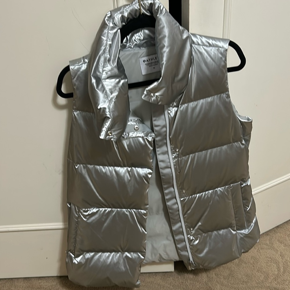 Athleta silver puffer vest size S